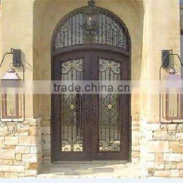 Bisini eyebrow top wrought iron double entry door (BG90097)