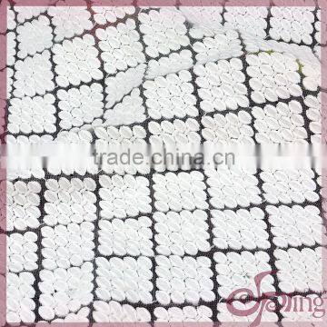 White square design mesh embroidery lace fabric, fashion poly embroidery fabric