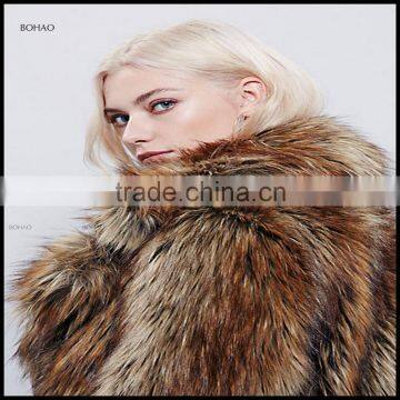 European Style Winter Brown Designer Brand Name Fur Winter Coat photo-6