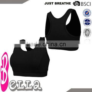 OEM black color spandex plain sports bra high support