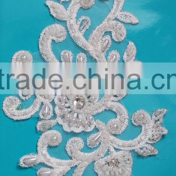 New embroidery wedding applique flowers beaded hand work design