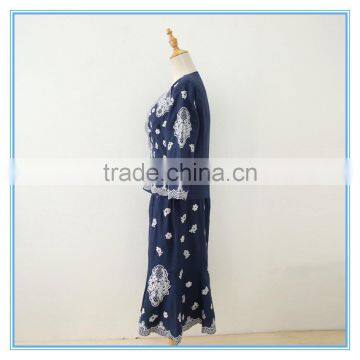 New Design 100% Ramie/linen Embroidery Classic Women Suits With Back Zipper photo-3