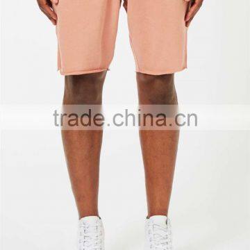 MGOO Foshan Manufacturer Pink Ribbed Jersey Shorts Fashion Comfortable Draw String Raw Hem Knee Length Shorts photo-3