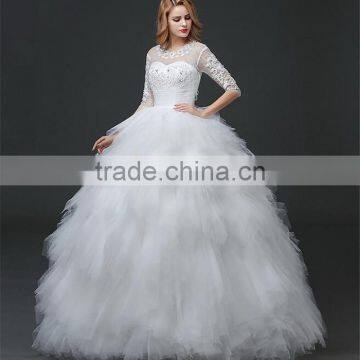 OEM Sweatheart A-line Emboridery Neckline Sexy Backless Bridal Gown Lace Wedding Dresses 2016 In Stock photo-4