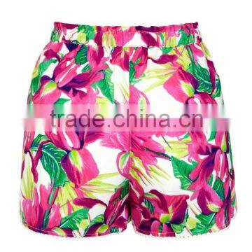 Wholesale 4 Way Stretch Women Tropical Floral Print Board Shorts Beach Shorts photo-2
