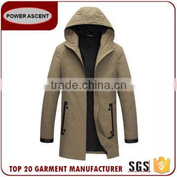 Wholesale Mens Mid Length Hoody Casual Coat Jacket With Contrast Trims