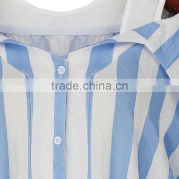 Zm50292b Summer Plus Size Lady Garment Latest off Shoulder Stripe Plus Size Women Blouse photo-2