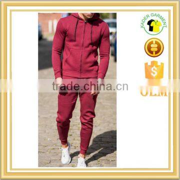 latest design tracksuit for men/China custom cotton slim fit fleece plain tracksuit