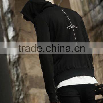 2017 Fashion Mens Long Plain Hooded Sweatshirt Side Slit Zipper Men's Hoodie Sweatshirts photo-2