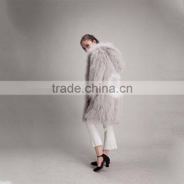 Myfur Light Gray Beauty Women Real Raccoon Fur Jacket Plus Size photo-4