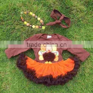 2015 baby toddler girls children Tutu Romper girls thanksgiving romper turky romper girls lace tutu romper necklace and headband