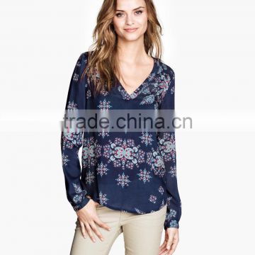 Ladies Long Sleeve V-Neck Blouse