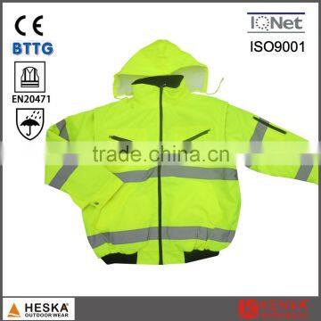 Safety men waterproof hi vis bomber coat padding 3M reflective jackets