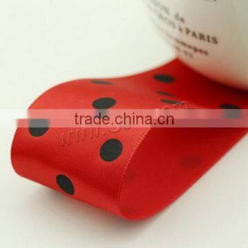 2017 New Satin customized ribbon with round spot dot   pattern more colors for choice 38mm Sold By m 1021550