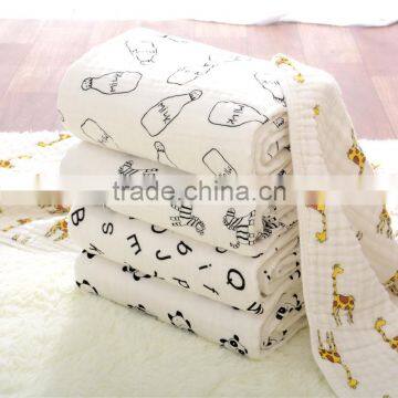 hot sale new premium custom print 6 layer muslin blanket