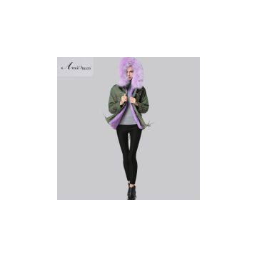 High Qaulity Raccoon Fur Collar and Faux Fur Lining Coat photo-2