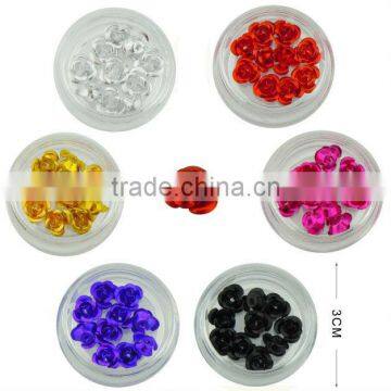 Stylish Rose Flower Design 3D Fake Nail Decoration Rhinestones Nail Sticker,Wholesale Polish Fake Nail Stcikers