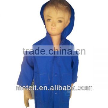 Disposable PVC boys blue rain coat with hood