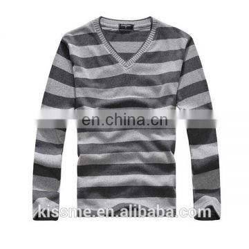 Grey and black stripe long sleeve OEM mens' t shirt