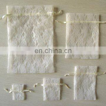 Fashion White Promotion Customized Size Gift Lace Drawstring Bag photo-2