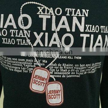 2017 Men's Good Designed Black O-neck Long Sleeve T-shirt With Front Printing