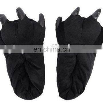 Black color Plush animals paw slippers Warm paw shoes