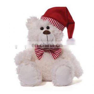 12inch Christmas Red hat and a bow white teddy bear