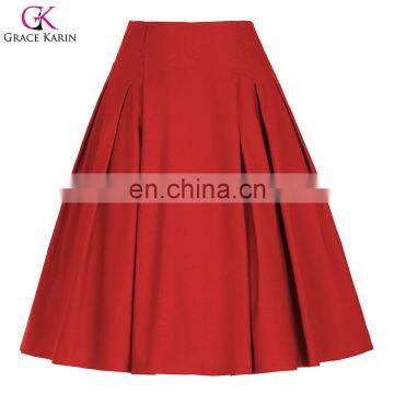 Grace Karin Women's High Stretchy Vintage Retro Red A-Line Short Skirt CL010451-2