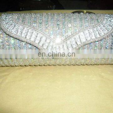 White Crystal Beded New Design clutch purse