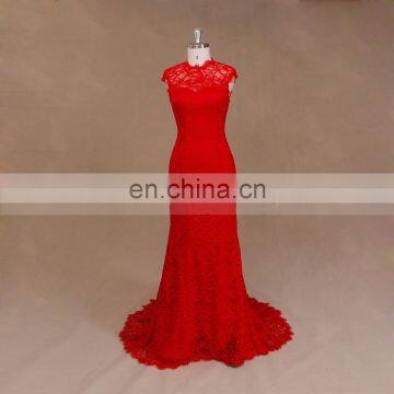 Mermaid Lace Colored Muslim Red Wedding Dress