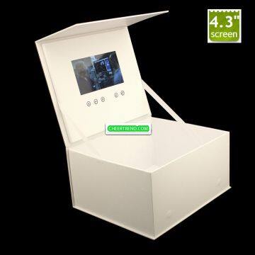 video packaging manufacture design high end crown leather 7 inch LCD gift video box brochure for business promotion