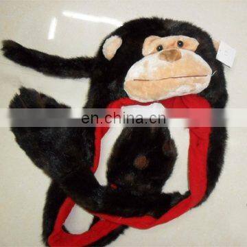 monkey hat with long scarf and paw glove