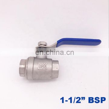 GOGO High quality Type two stainless steel ball valve DN40 Female thread 1 1/2 inch BSP SS316 201 SS304 2 way Control Ball Valve