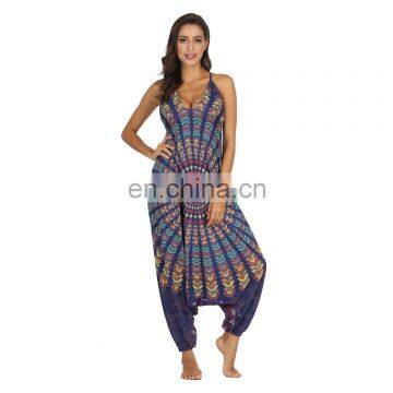 Wholesale Ladies Sexy Loose Drop Crochet R African Print Floral Rompers Clubwear Jumpsuits photo-2