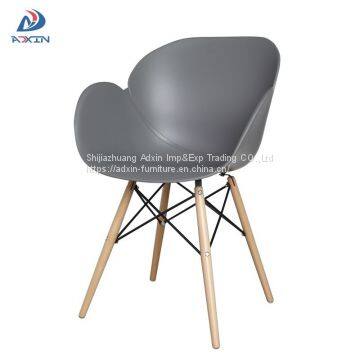 AL-821 Nordic Leisure Plastic Cafe Chair Modern Dining Armchair With Wooden Legs photo-2