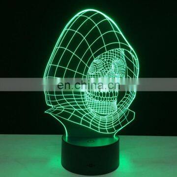 Halloween Wizard Skull 3D LED Night Light Action Figure 7 Colors Touch Table Decoration Light Optical Illusion Model photo-4