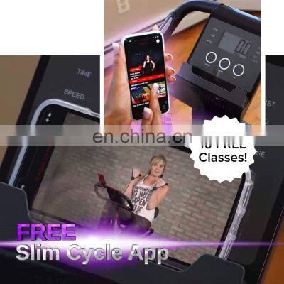 Folding Indoor Exercise Bike With Arm Resistance Bands and Heart Monitor Perfect Home Exercise Machine photo-3