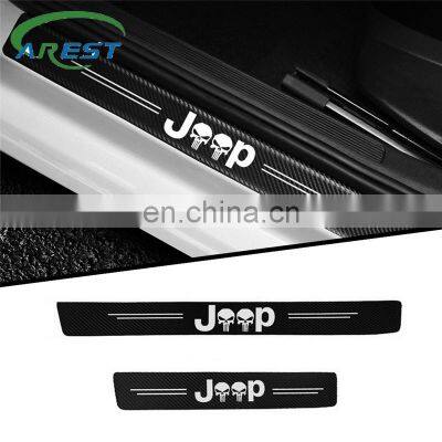 4pcs car sticker door carbon Fiber Sill Plate For JEEP Grand Cherokee Commander Renegade Wrangler Compass Patriot accessories