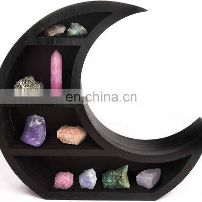 Black Crescent Moon Shelf  Gothic Witchy wooden Moon Shelf for Crystals Stones