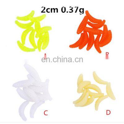 Amazon 2cm 0.37g 50pcs/bag Carp Fishing Bait China Supplier Soft Mealworm Breadworm Fishing Lure Soft Maggot Worm