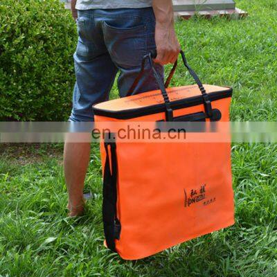 Large capacity Flexible pvc tarpaulin Green Foldable Silicone Water Bucket With Handle Collapsible Fishing Bucket Camping Tools