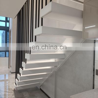 Modern Invisible stringer tempered glass balustrade floating stairs staircase For Hotels