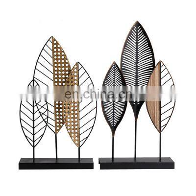 K&B luxury decorative leaves metal table art living room leaf shape metal frame art for home decor