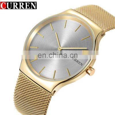 Luxury Curren 8256 Men's Casual Quartz Watches Thin Analog Mesh Stainless Steel Sport Band Wristwatches as Gift