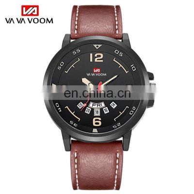 VAVA VOOM VA-208 Latest Classic Watch For Men Business Quartz Leather Strap Calendar 2019 Watches Men Wrist