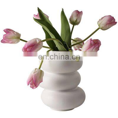 Custom Nordic Boho Vase Creative Irregular Home Decor Flower Ornaments White Porcelain Ceramic Vase Pot For Gift Set Ceramic photo-5