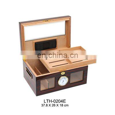 Cedar Wood Travel Humidor Box Portable Cigar Case Humidifier Hygrometer Cigar Humidor Box With Glass Top photo-3
