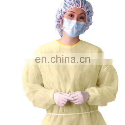 Manufacture disposable non-surgical yellow coveralls isolation gown knitted cuffs waterproof wuhan