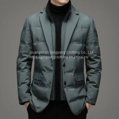 Winter Down Filled Windproof Waterproof Casual Blazer Suit Jacket for Men