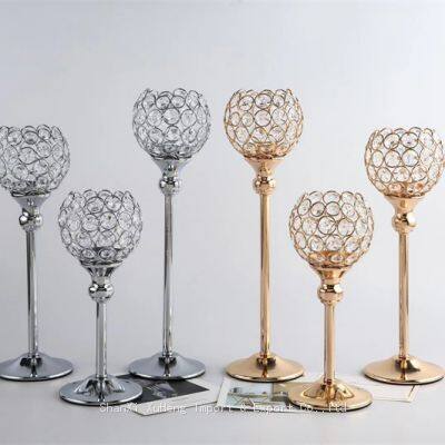 Crystal Tealight Candle Holders Metal Candlesticks Wedding Table Centerpiece Party Christmas Home Decoration photo-3